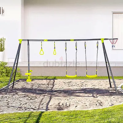 Multi-Activity Kids Outdoor Swing Set with Basketball Hoop