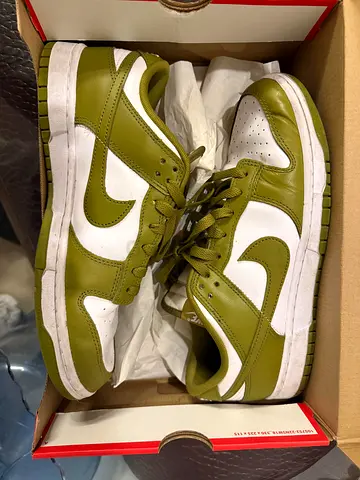 My Nike Dunk Low (olive green/white) — lightly used