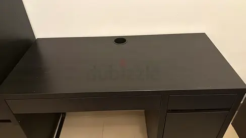 Dark wood study/computer desk with two drawers -IKEA- good condition