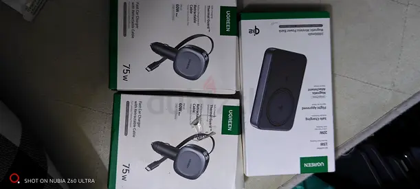 Two UGREEN 75W USB-C Car Chargers + UGREEN Wireless Charger Pad — New in Box