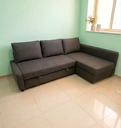 Dark grey L-shaped corner sofa with chaise (good condition)