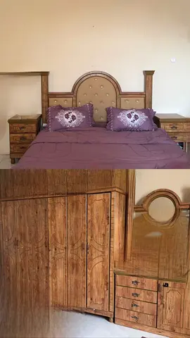 Stylish Wooden Bedroom Set with Wardrobe and Nightstands