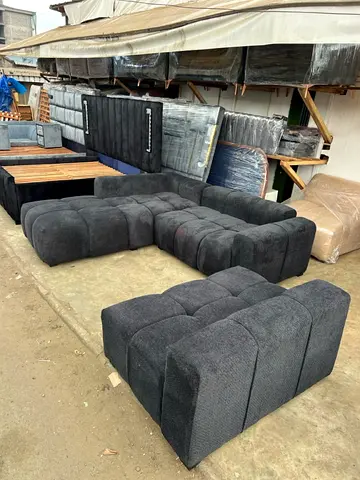 Modular Black Tufted Corner Sofa –Brand new