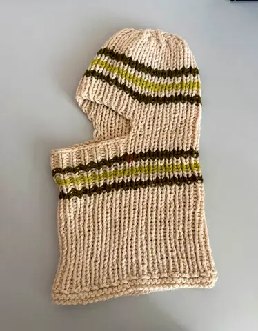 Hand-Knitted Striped Balaclava - One Size