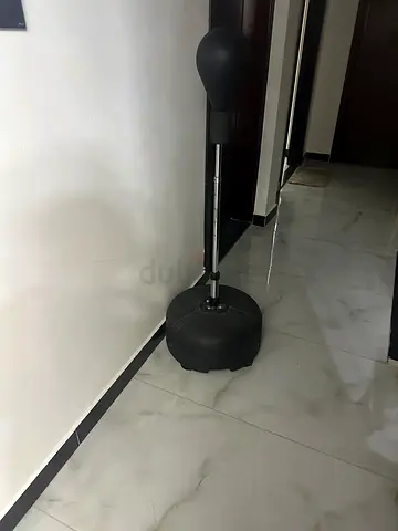 Free-standing reflex punching bag with weighted base