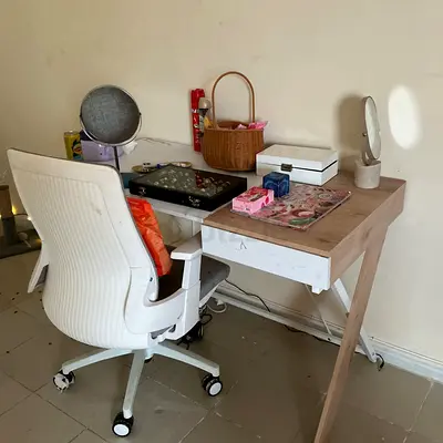 Study desk with white swivel chair