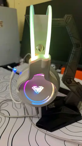 My white Aula s608 RGB gaming headset — used