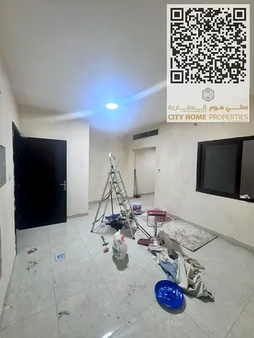 Spacious studio for annual rent in Al Mowaihat 3, Ajman with brand new finishing Fully separate kitchen + central AC + prime location near Al Shuwaif