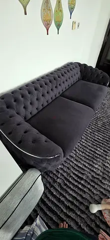 Elegant Black Button Tufted Sofa