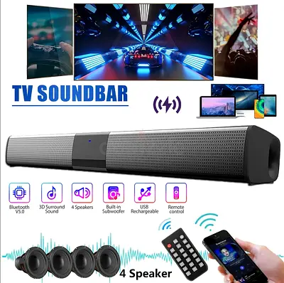 Sound Bar TV Sound System Bluetooth Speaker Wireless Subwoofer Bass Home