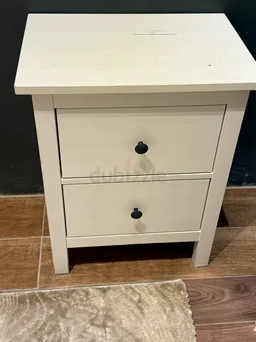 White two-drawer nightstand / bedside table - good condition