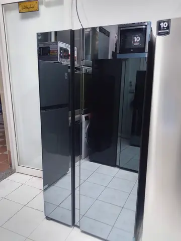 Hitachi black glass door refrigerator