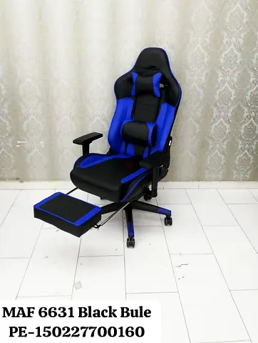 Used Blue-Black Ergonomic Gaming Chair with Footrest