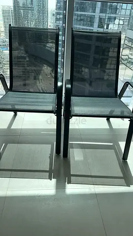 Stylish Black Balcony Chairs (2 chairs) with Folding Table