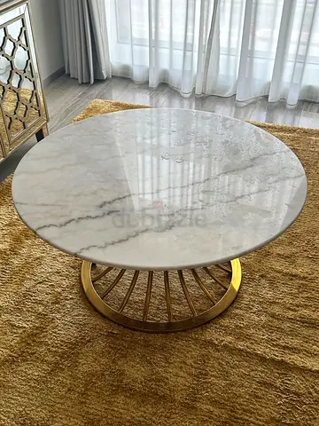 Luxury Marble Coffee Table with Gold Base - Modern Design