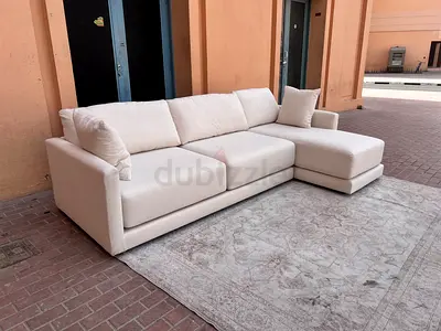 Crategbarrel L Shape Sofa Beige Excellent Condition