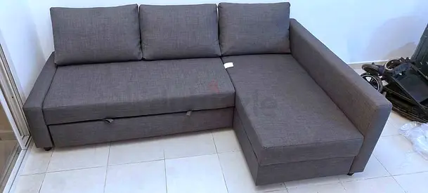 Gray L-shaped Corner Sofa with Chaise and Storage (Used)