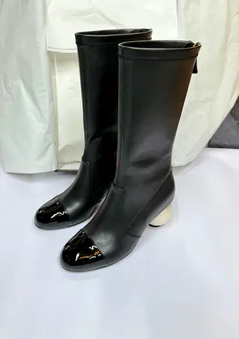 Channel mid-calf boots