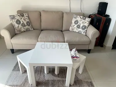 Beige 3-Seater Ikea Sofa with Cushions