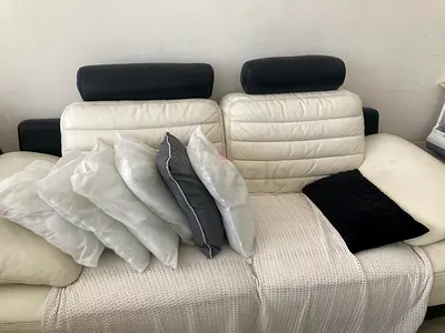Modern White Sofa with Cushions