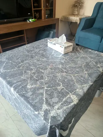 Square embroidered gold lace table- lightly used