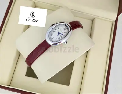 Cartier Womens Watch with Burgundy Strap