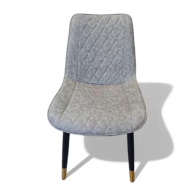 Grey Faux-Leather Dining/Accent Chair with Brass-Tipped Legs