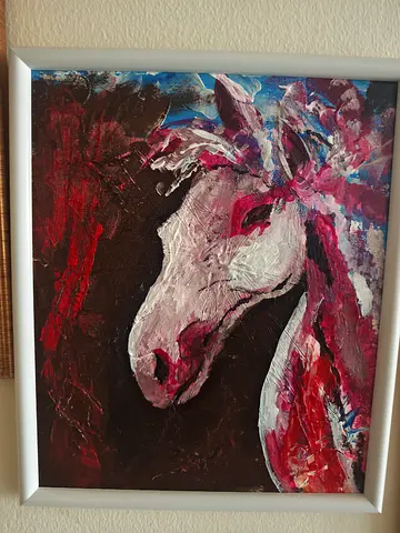 Framed impasto horse painting - original acrylic on canvas