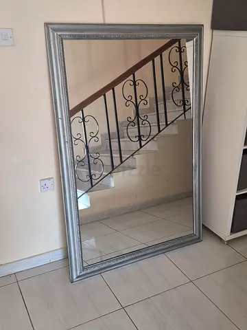 Large Silver Framed Full-Length Mirror - Good Condition