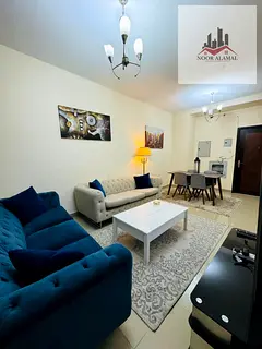 Sharjah, Al Taawun, behind D2D One bedroom, living room, kitchen, bathroom, and balcony