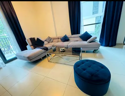 L shape sofa, coffee table and ottoman