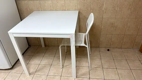 White square kitchen table with matching chair -IKEA - excellent condition