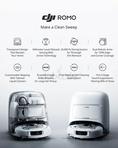 Brand new DJI ROMO Robot Vacuum with Self-Cleaning Base Station