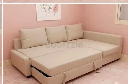 Beige L-shaped Pull-out Sofa Bed - Lightly Used