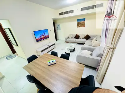 Sharjah, Al Taawun area: Two bedrooms, living room, kitchen, and two bathrooms, next to Oriana Hotel. Super deluxe furnishings.