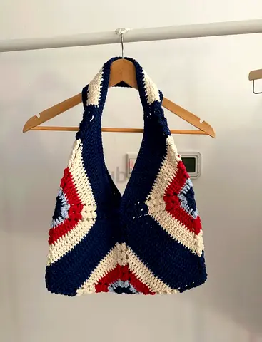 Handmade Granny Square Cotton Shoulder Bag