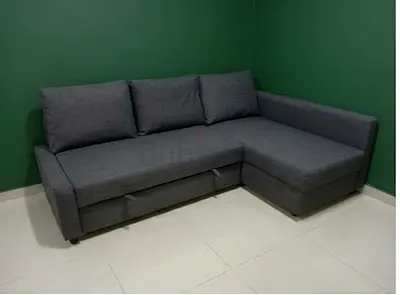 Grey L-shaped Sofa with Chaise - Good Condition