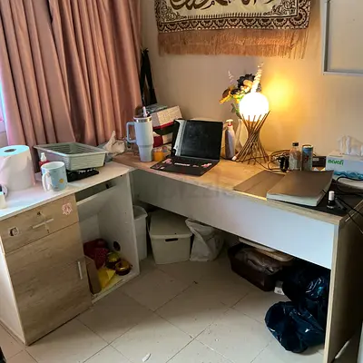 Spacious Wooden Study/Computer Desk with Storage (Used)