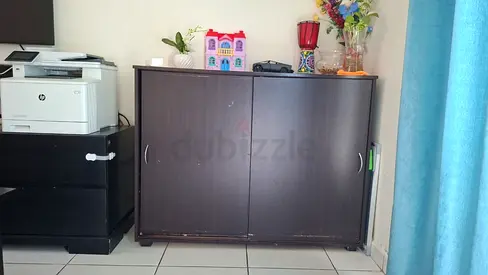 Dark brown 2-door wooden storage cabinet (cupboard) - good condition