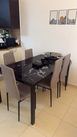 Modern Marble Dining Table Set with Chairs