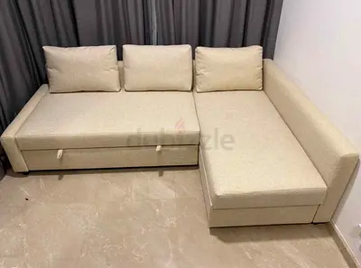 Beige L-shaped Sofa with Storage - Lightly used