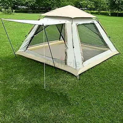 Hacer Camping Tent for 4 Person 4 Windows T Door 210D Fabric Layer Lightweight Backpacking Waterproo