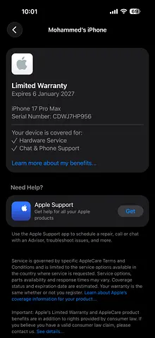 3 months old iPhone 17 Pro Max 256 GB Deep Blue 5G (eSim only) With FaceTime - Middle East Version