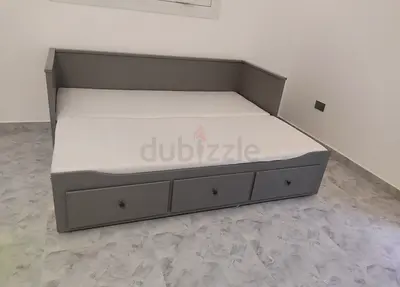 IKEA Hamnes daybed with 3 big storage drawers and 2 IKEA mattresses