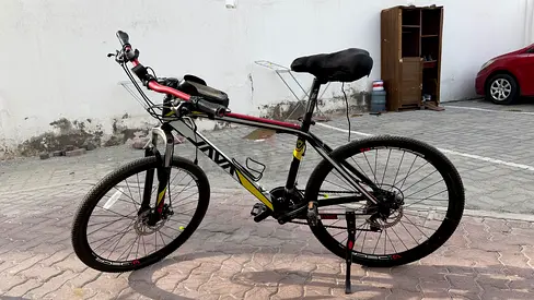 My mountain bike — front suspension, disc brakes, good condition