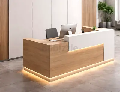 Contemporary Wood  White LED Reception Desk