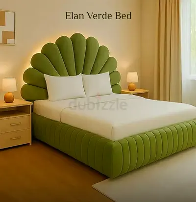 Elan Verde green upholstered bed — good condition