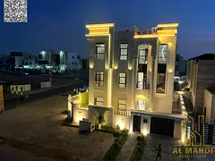 Luxury classic villa for sale in Al Zahia, located on the corner of two streets, with a luxurious de