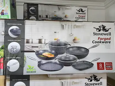 Stovewell 8-piece forged cookware set (marble coating) - new in box