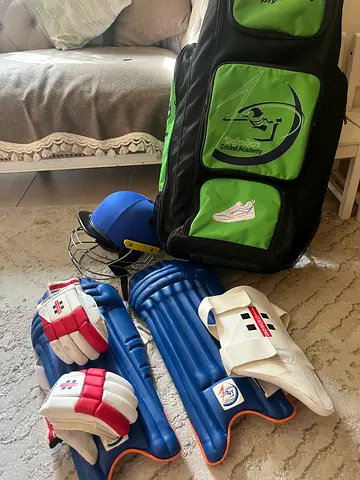 Cricket kit - helmet, pads, gloves  bag